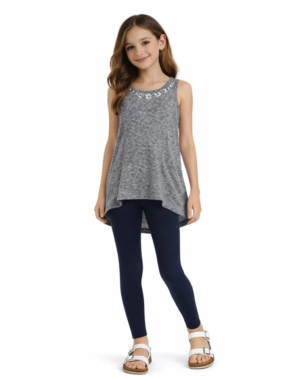Abercrombie Kids Gray Asymmetrical Embellished Tank Top